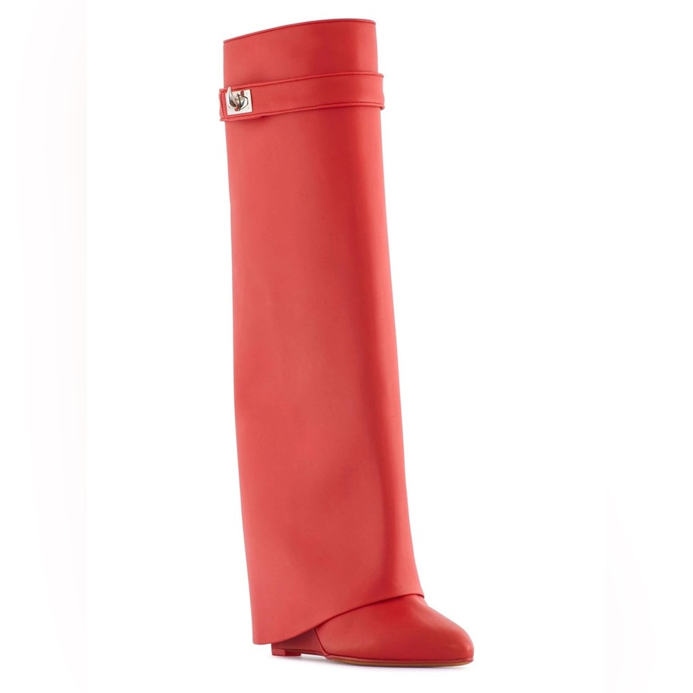 Red knee high Shark Lock boots